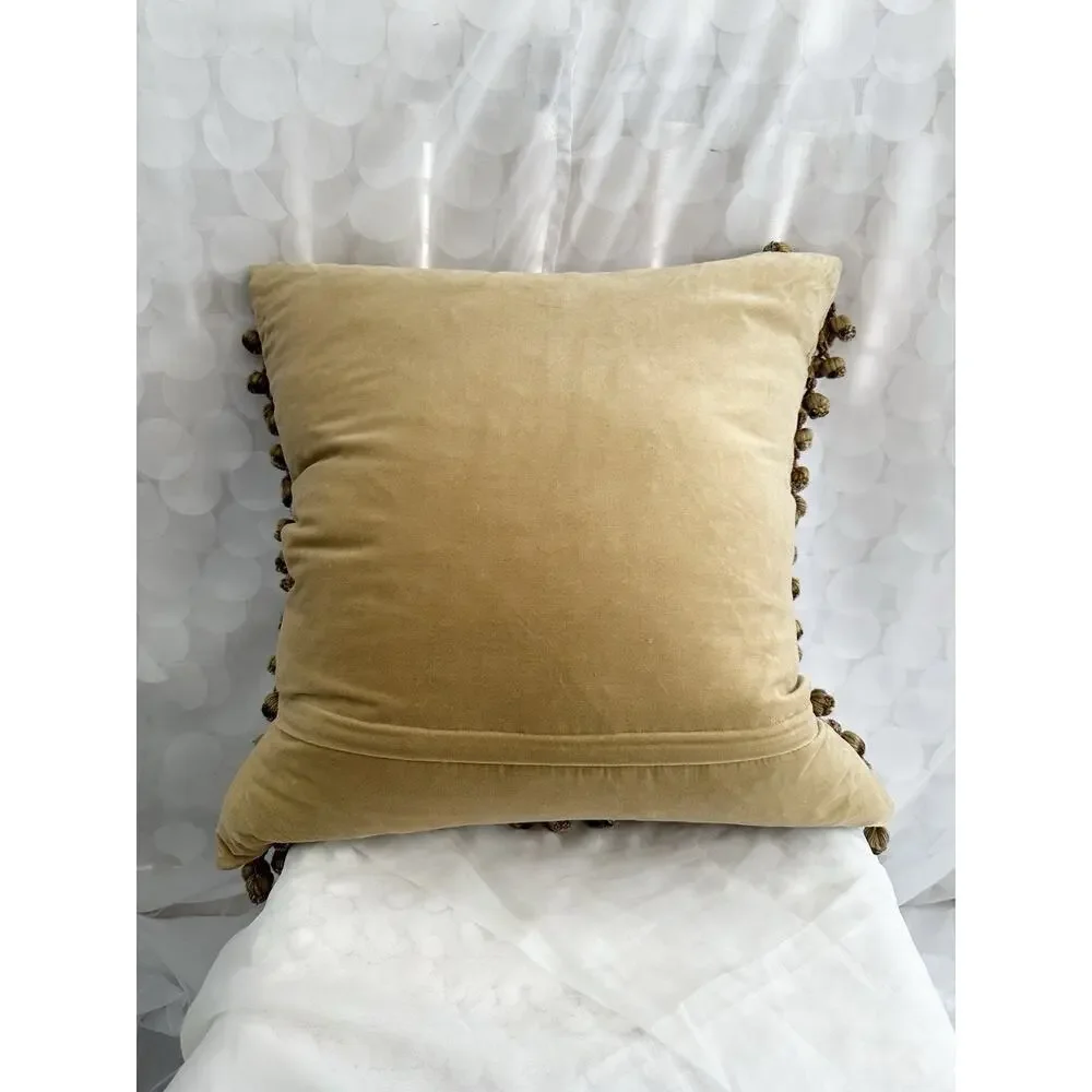 Vintage Aubusson Pineapple tapesty pillow Rococo Square Gold Grey Velvet 24”